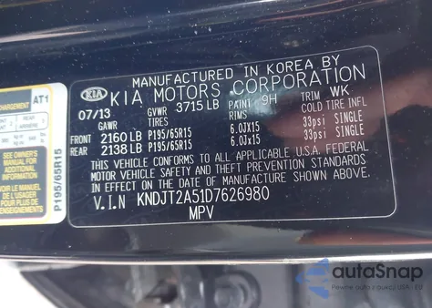 2013 Kia Soul from USA, damaged, VIN KNDJT2A51D7626980